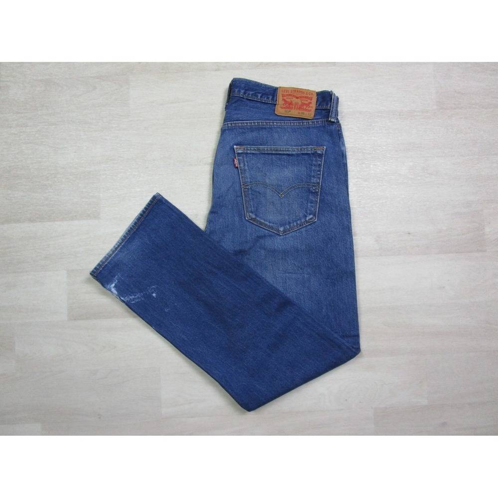 Levis 501 Denim Jeans 35x30 Men's Red Tab Distressed Dark Wash